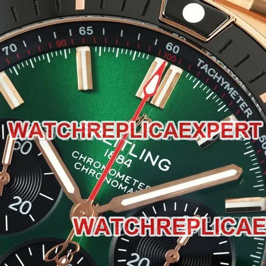 Breitling optimal collectible watches TF factory mechanical chronograph green disk 44mm rose gold steel belt models front real picture