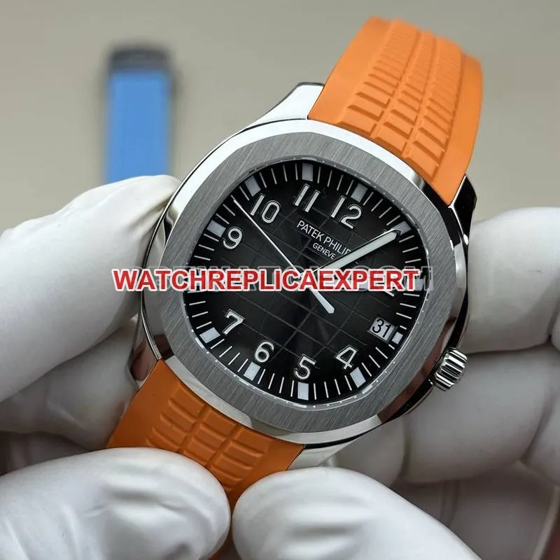 Patek Philippe1:1replica watch BBF factory grenade black dial orange rubber model 5167Afront live photo