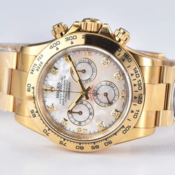 Factory C Rolex Daytona mother-of-pearl plate yellow goldsteel bracelet model m116508-0007 front live photo