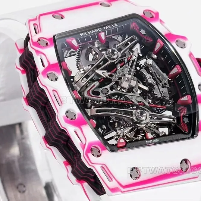 Richard Mille men's top-tier 1:1high-quality white rubber model RM 38-02front live photo