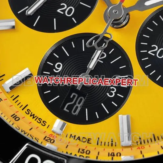 Breitling collectible watches TF factory mechanical chronograph yellow disk 44mm steel belt models front real picture