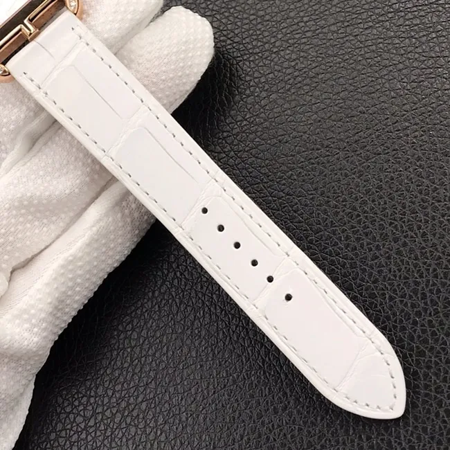YF factory top-tier watch Hermès women's white dial white belt leather strapquartz watch front view