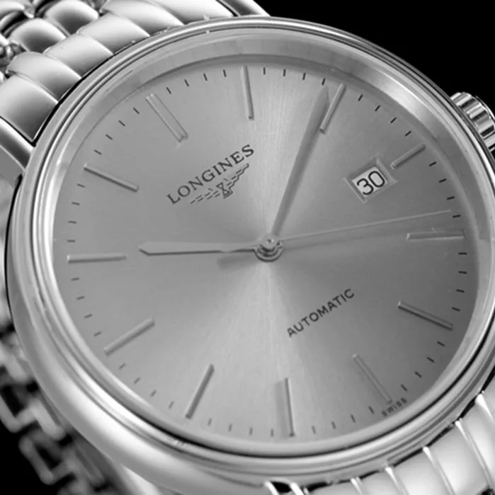 top-tier watch Longines men's gray plate steel bracelet magnificent series 40mm watch front view