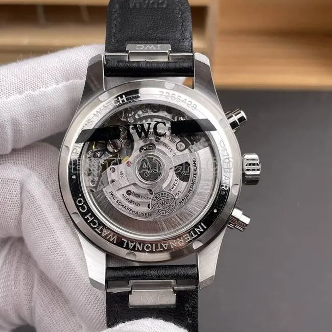 watch aps factory pilot IWC black dialchronograph leather braceletside live photo