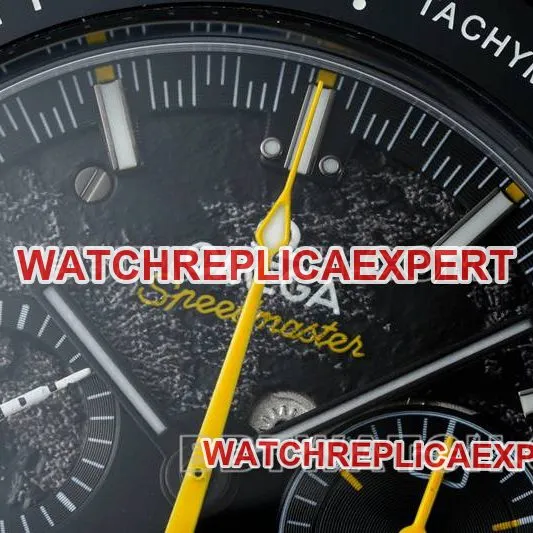 Omegatop-tier watch BLS factory Speedmaster full ceramic yellow needle mechanical rubber model front live photo