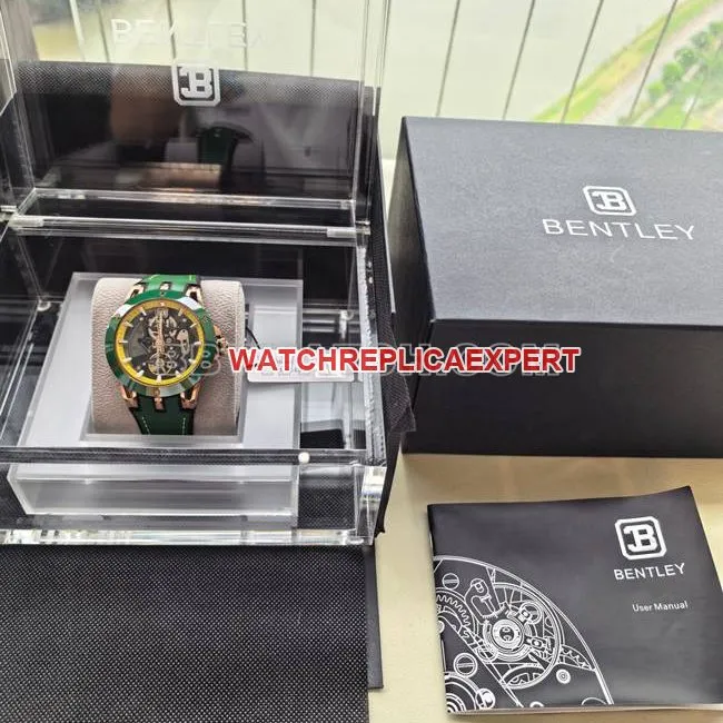 watch Bentley BL-62 peak green rubber braceletfront live photo