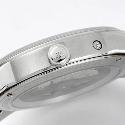 ZF FactoryJaeger-LeCoultretop-tier watch men's blue dial black belt Geographer Q1428421 series disc mechanical leather strap watch detail shots