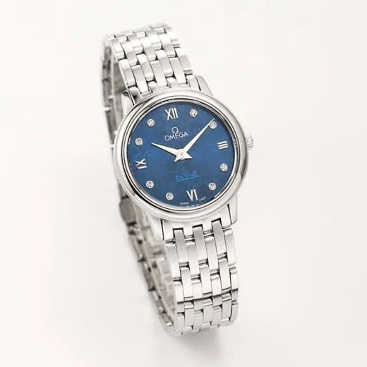 KZ factory top-tier watch Omega ladies watch blue dialsteel bracelet Diefei series cal1376movement front view