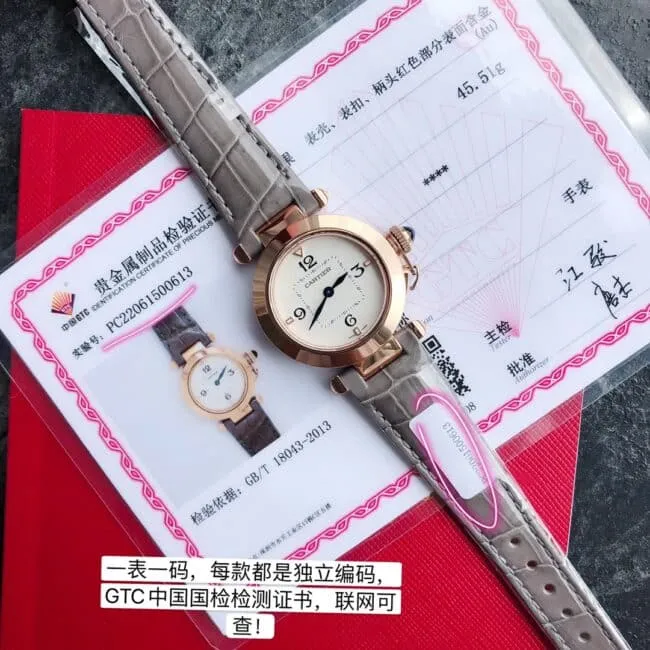 Big factory high-quality Cartier model 2 gray rose gold ladies watch front view