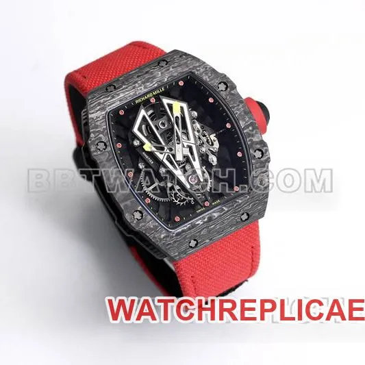 Richard Mille1:1replica watch BBS factory tourbillon mechanical red rubber braided Velcro bracelet braceletRM27-03front live photo