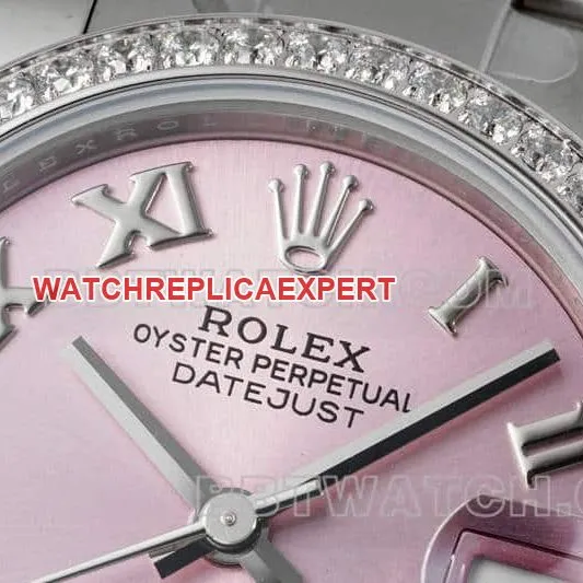 ARF FactoryRolex log 1:1super pink plate Roman numerals diamond bezel31mm three grid link 278289front live photo