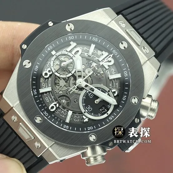 Hublot ceiling watch, BBF Big Bang watch, front view