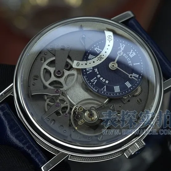 ZF Breguet watch blue gold engraved dialleather strap model 7097BB/GY/9WUdetail shots