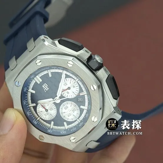 APF Offshore Audemars Piguet1:1replica watch blue dial rubber model 26420TI.OO.A027CA.01 side view