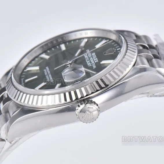 Factory C Rolex log top-tier 1:1super green palm leaf pattern plate 36mm steel bracelet model m126234-0047side live photo
