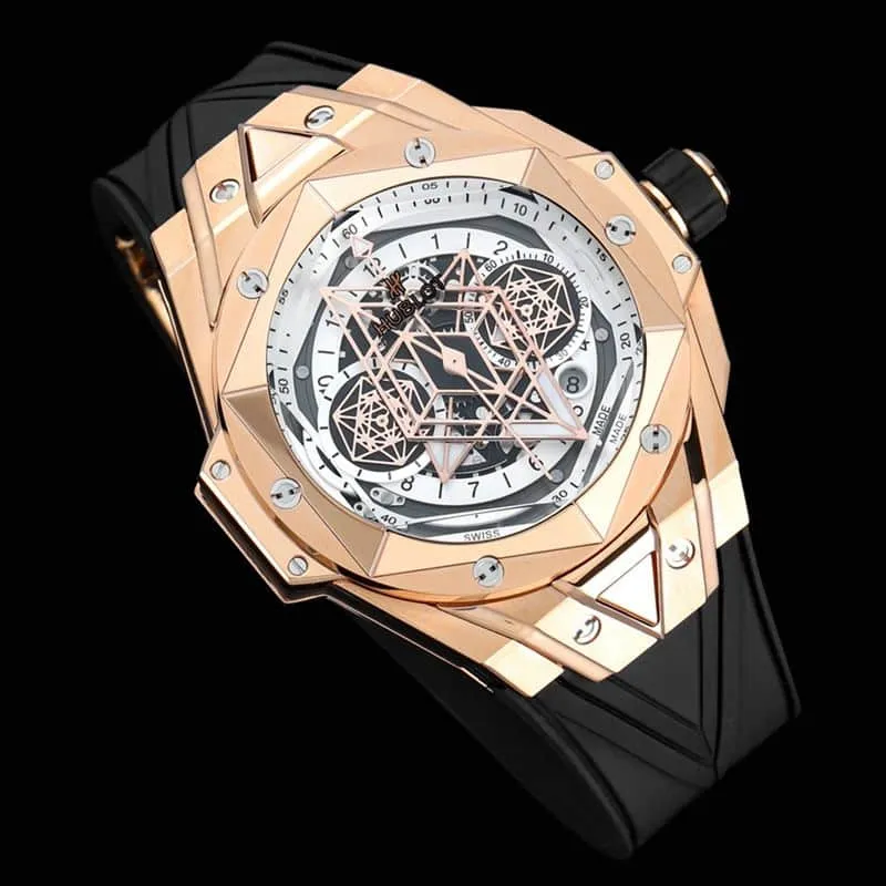 HublotHublothigh-quality watch new BigBangSangBleuII tattoo men's mechanical watch front view