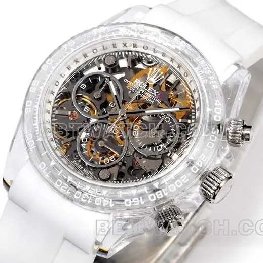 top-tier watch TW factory DaytonaRolex transparent case white rubber braceletfront live photo