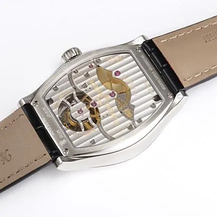 VCR factory Vacheron Constantintop-tier watch men's white dial black belt full automatic movement Malta tourbillon series leather strap watch front view