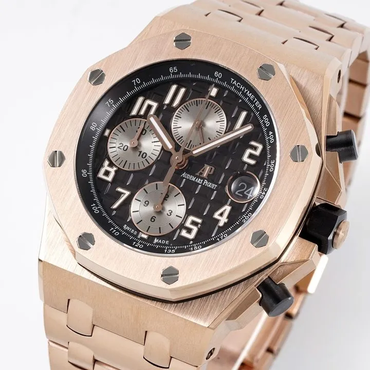 APF offshore Audemars Piguet1:1replica watch black panda plate steel bracelet model 26470OR.OO.1000OR.03detail shots