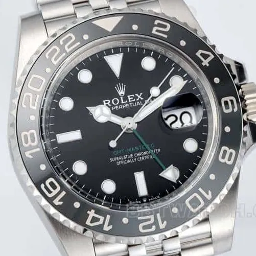 CleanRolexGMT-Master type top-tier 1:1super cloneblack dial black and gray circle steel bracelet model 126710front live photo