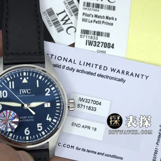 A+ factory IWC pilot top-tier watch men's mark twenty blue dialleather strap model pictures and prices caseback live photo