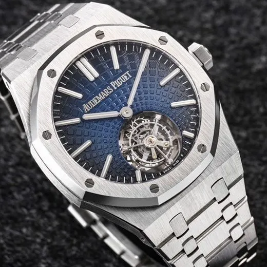 Dachang high-quality replicaR8 factory 2022 Audemars Piguetblue dialRoyal Oak self-winding tourbillon men's watch front view