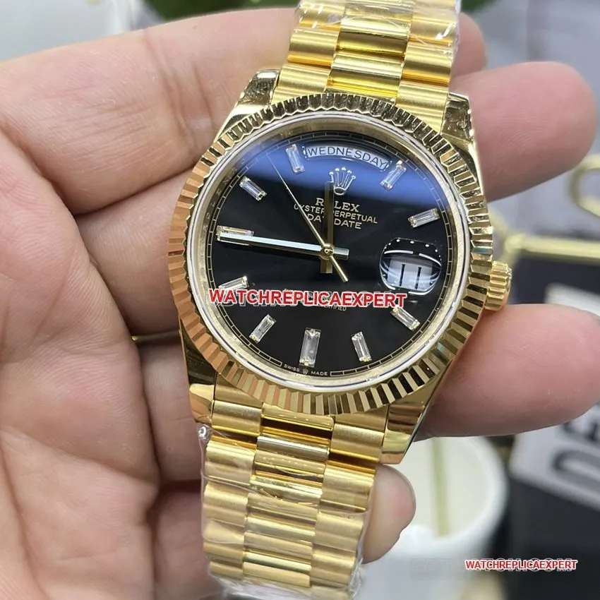 GM FactoryRolexDay-Date type 1:1top-tier black rock sugar m228238-0004front live photo