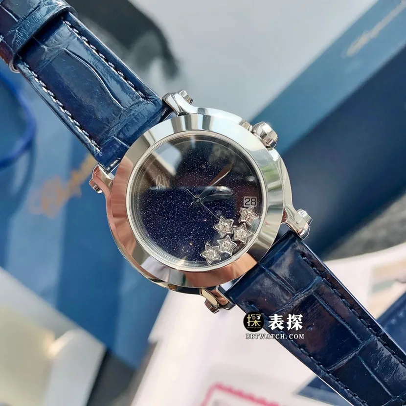 Chopard ladies starry sky inner diamond top-tier watch dark blue dialleather strap model picture and price front live photo