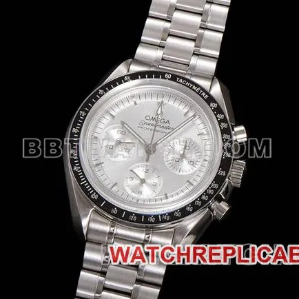 Top collectible watches N1 Factory Speedmaster Omega Silver Plate Steel Strap Model Front Actual Photo