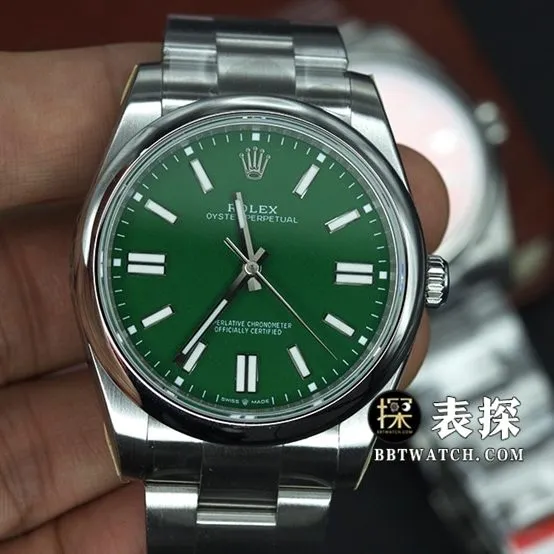 JVS FactoryRolex Oyster Perpetual top-tier watch men's green dialsteel bracelet model pictures and prices front live photo
