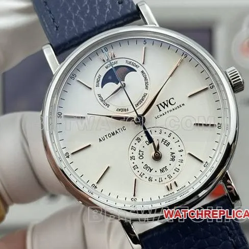 collectible watches Portofino GR factory Universal white disk blue belt models front real picture