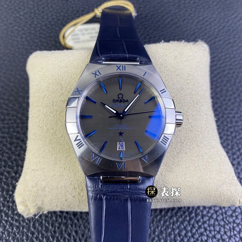OR factory Omega Constellation watch men's ruthenium gray plate leather strap model pictures and prices front live photo
