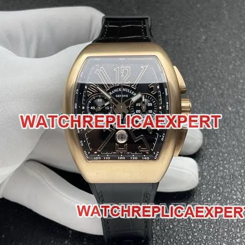 top-tier watch ABF factory Frank Muller V45black dialrose gold shell leather braceletfront live photo