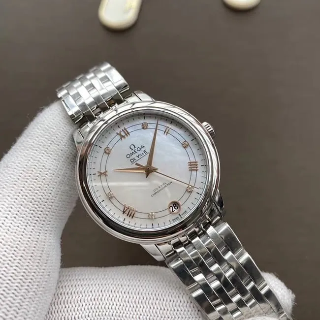 Omega Women's White Mother-of-Pearl