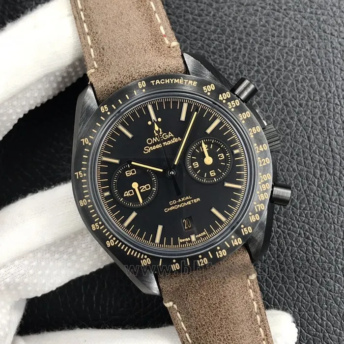 OM Factorytop-tier Dark Side of the Moon Omega Speedmaster men's ceramictop-tier watch 9300movement Crazy Horse leather clasp picture