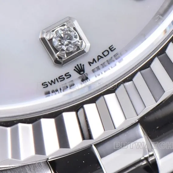 Factory C Rolex log top-tier 1:1super clone36mm mother-of-pearl diamond disc m126234-0019side live photo