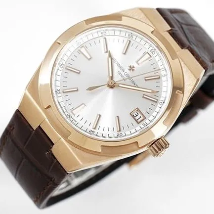 8F factory top-tier watch Vacheron Constantin men's white dial brown belt Across the World series mechanical watch front view