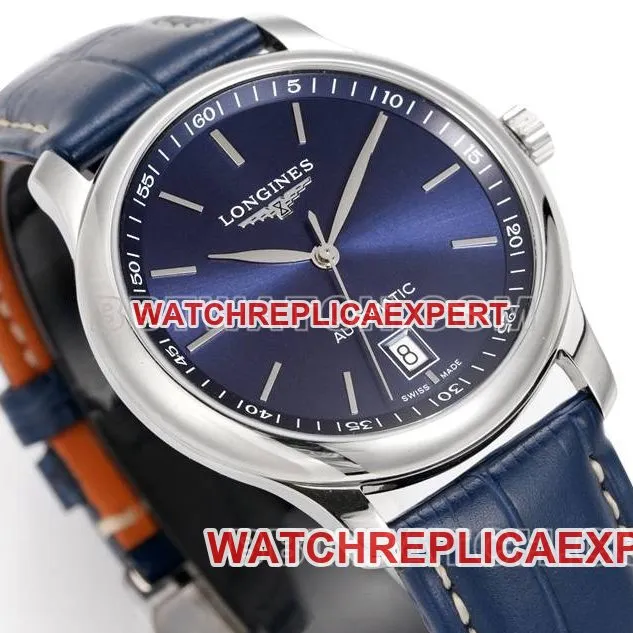 Longines collectible watch XC factory famous blue dial stick hour mark L888 mechanical movementleather strap model front live photo
