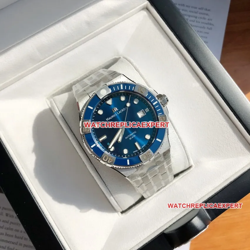 Maurice Lacroix top-tier 1:1high-quality replicablue dialsteel bracelet model AI6058front live photo