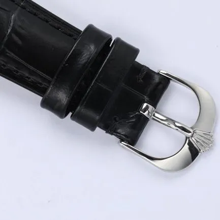 top-tier watch Rolex men's black dial black belt Cellini series automatic movementleather strap watch front view