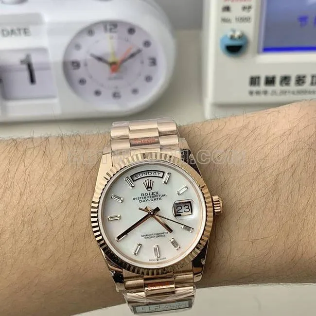 QF Factory Watch Day-Date Rolex Mother-of-Pearl Dial Rose Gold 36mm Real Wear Photos