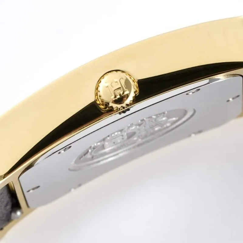 Hermès top-tiersuper cloneladies' watchHeureH series ladies quartz square fashion watch black leather white dial front view