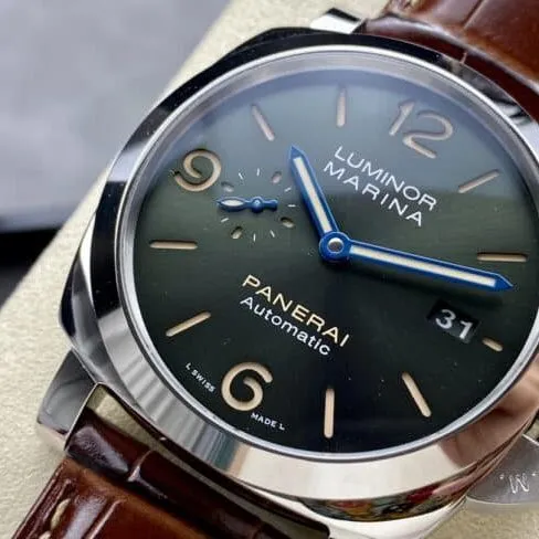 Dachang high-quality Panerai white steel green dialPAM1116 watch front view