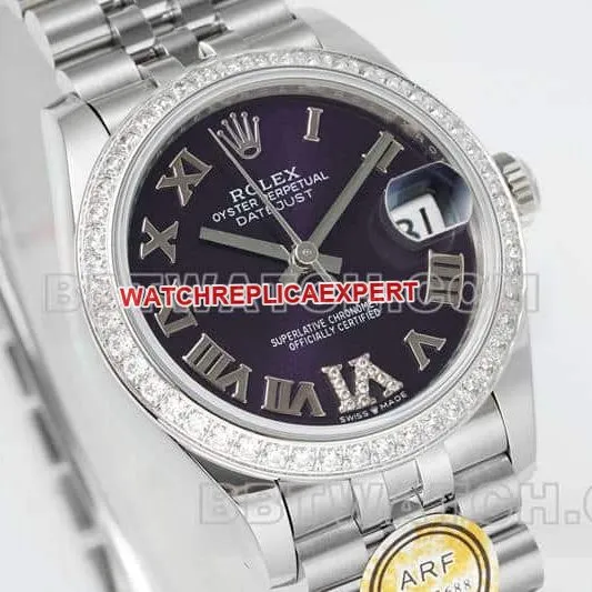 ARF FactoryRolex log top-tier 1:1high-quality purple plate diamond bezel31mm five grid link 278289front live photo