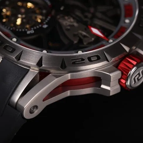 JB Roger Dubuis King Series top-tier watch men's black dialrubber strapautomatic movementtourbillon watch front view