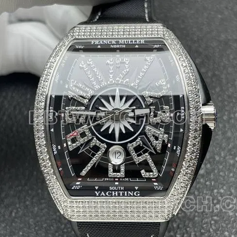 Frank Muller 1:1replica watch ABF factory V45black dial diamond case leather braceletbraceletlive photos