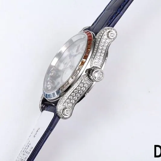 2021 latest ladies watch Chopard ultimate happy rainbow T diamond 274891-1007 blue bracelet front view