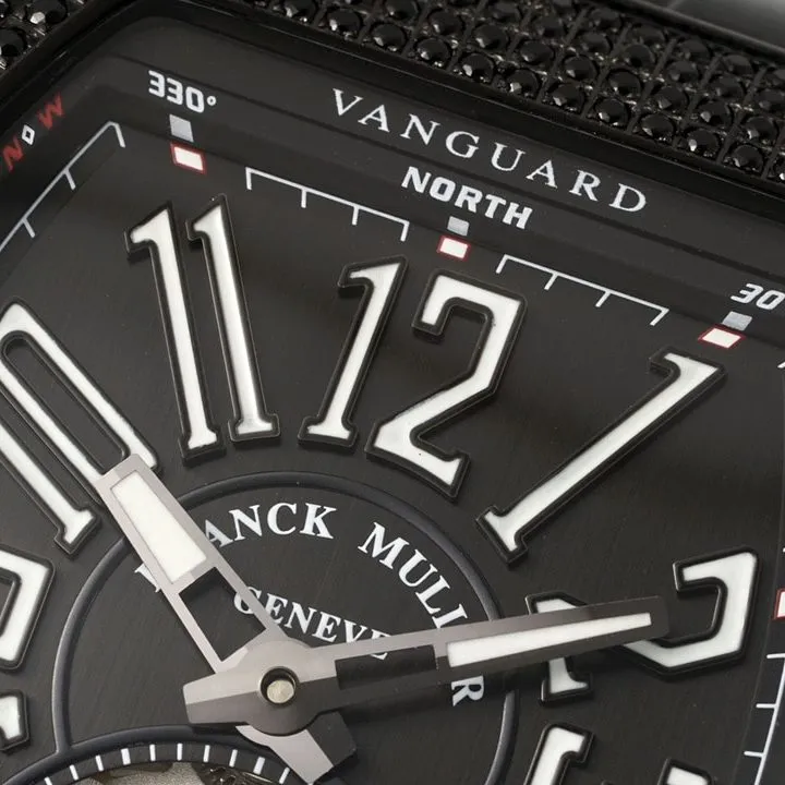 RMS factory Frank Muller men's watch black dial diamond tourbillonleather strap model V45front live photo
