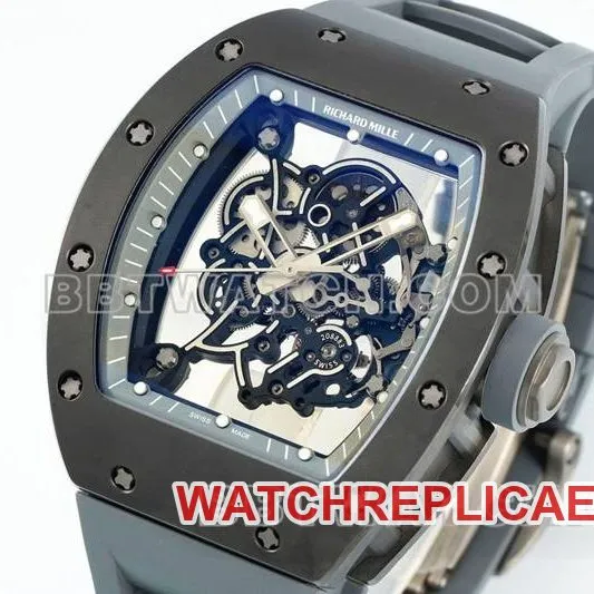 Richard Mille1:1replica watch R factory hollow plate gray rubber model RM055front live photo