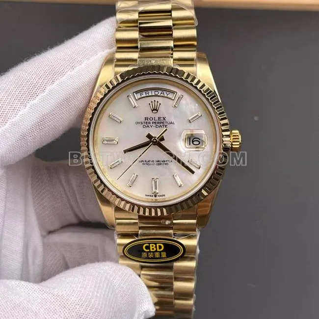 1:1replica watch CBD factory Day-DateRolex3255 mechanical mother-of-pearl disc 40mmside live photo